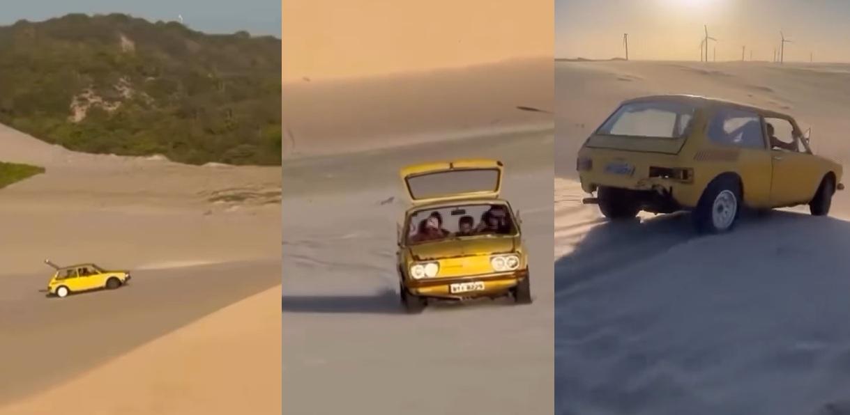 Brasília Amarela é flagrada em dunas de Canoa Quebrada, em Aracati