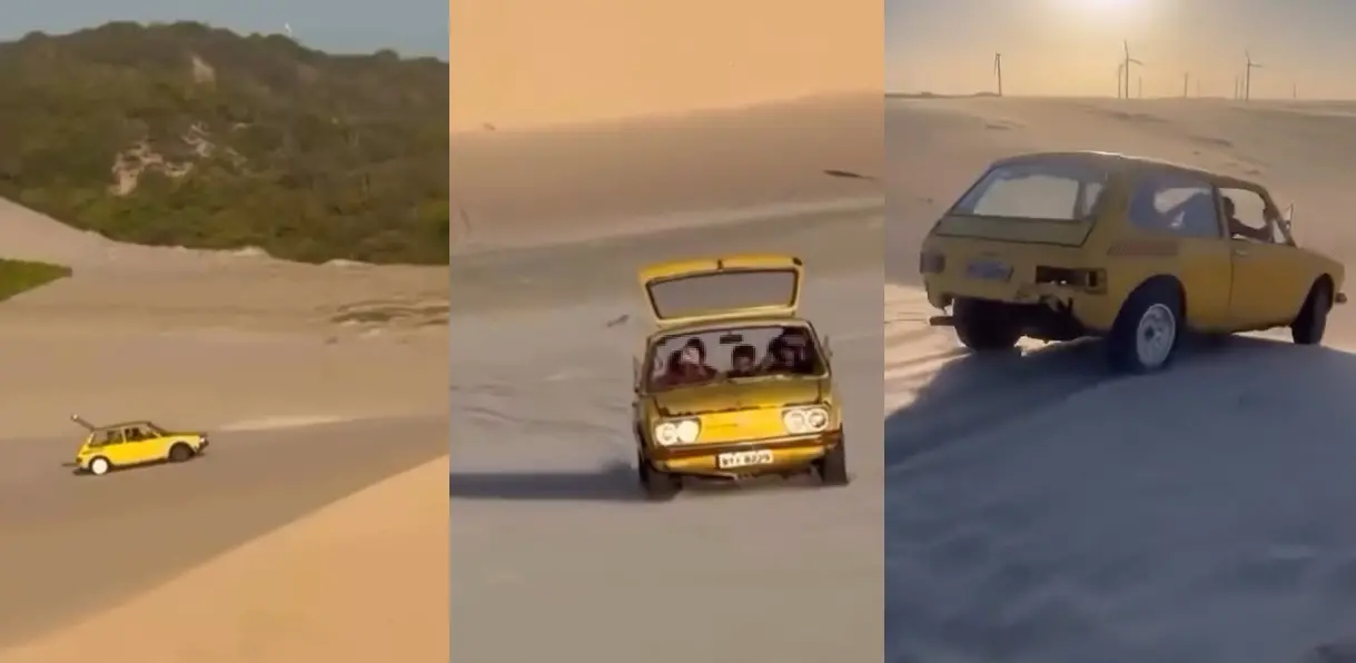 Brasília Amarela é flagrada em dunas de Canoa Quebrada, em Aracati