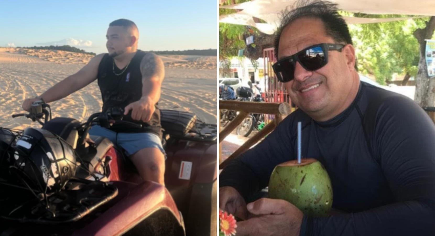 Fotos dos comerciantes Alexandre Roger Lopes Bastos e Francisco Robério Araújo Oliveira, assassinados em locais próximos, no mesmo bairro, em Itapajé, com uma diferença de 8 dias