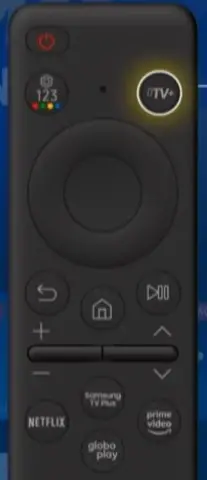 Controle que mostra o botão da DTV+ para TV 3.0 decretada por Lula