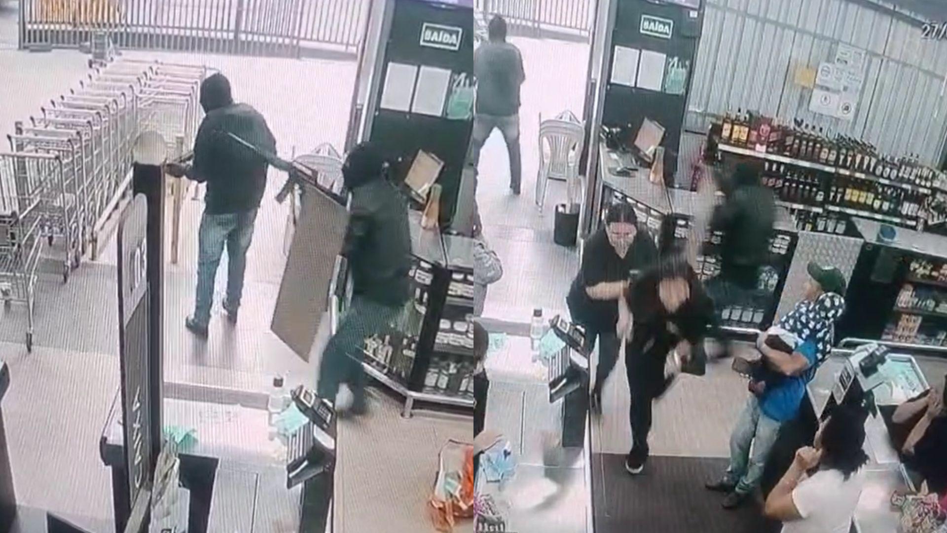 Imagem do momento do assalto a carro-forte em osasco