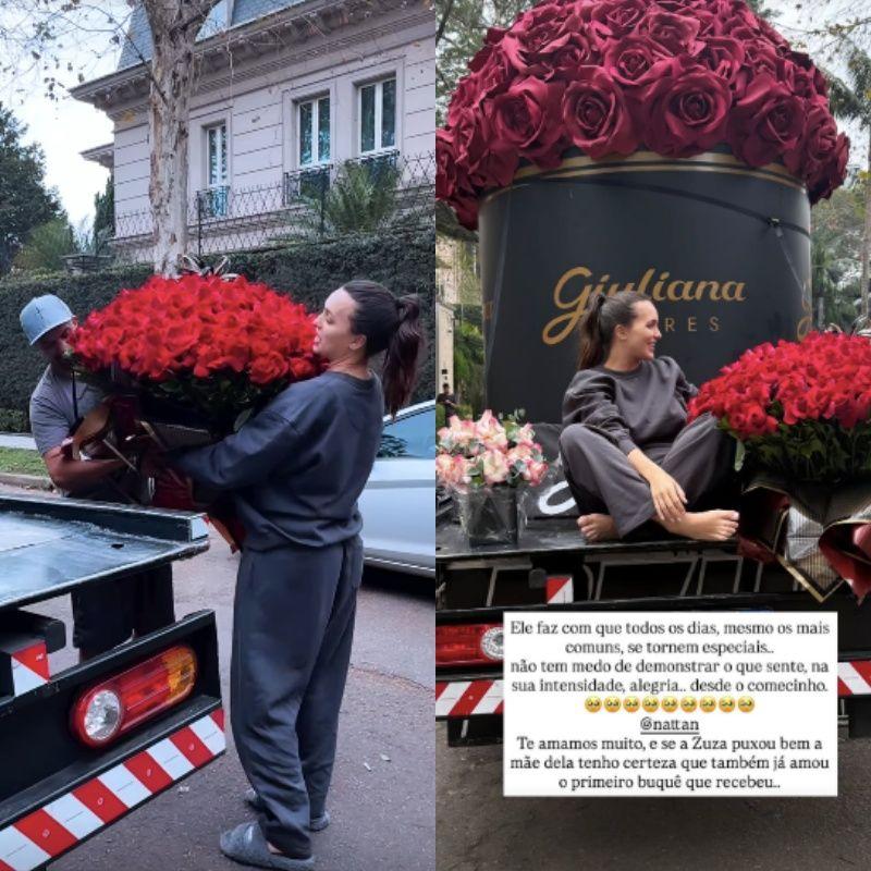 Rafa exibiu o buquê gigante nas redes sociais