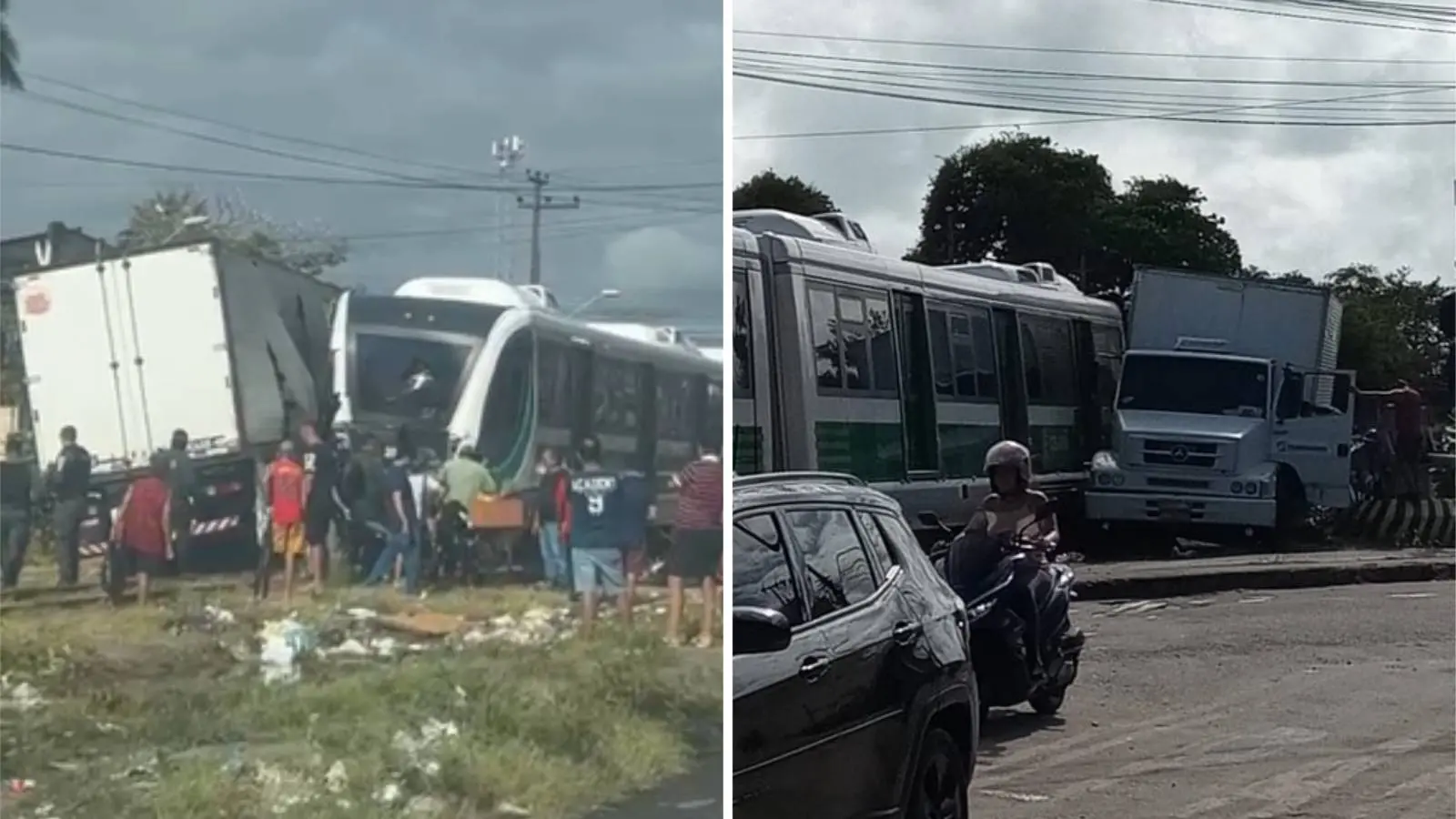 Colisão VLT e caminhão em Fortaleza