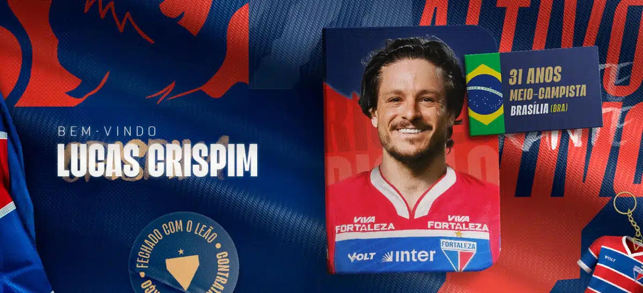 Foto do anúncio do Fortaleza da contratação de Lucas Crispim