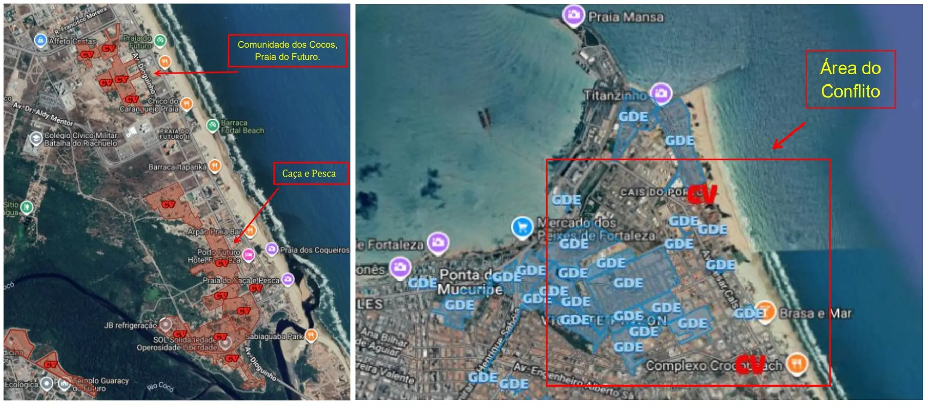 Fotos mostram o mapa de um trecho de Fortaleza sitiado pelas facções Comando Vermelho e Guardiões do Estado