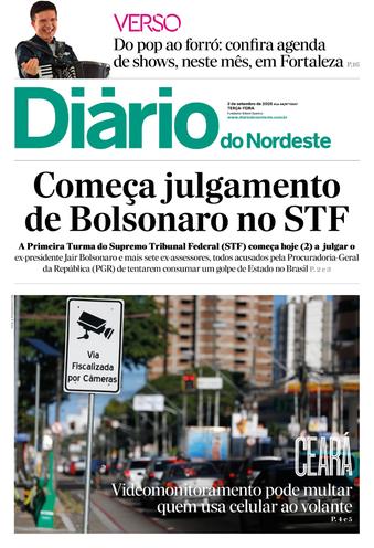 Capa da Edição do dia do jornal Diário do Nordeste