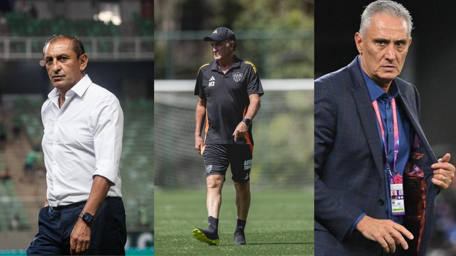 foto com ramon diaz, cuca e tite, opções de treinadores para substituir renato paiva no fortaleza esporte clube
