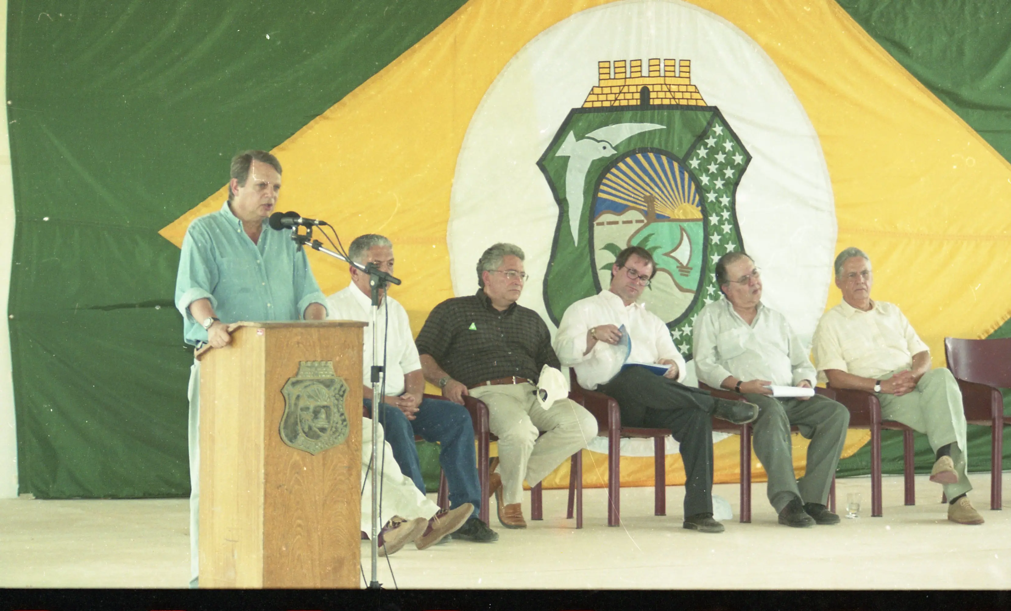 Na imagem, o empresário e político Tasso Jereissati durante inauguração do açude Castanhão, no Ceará