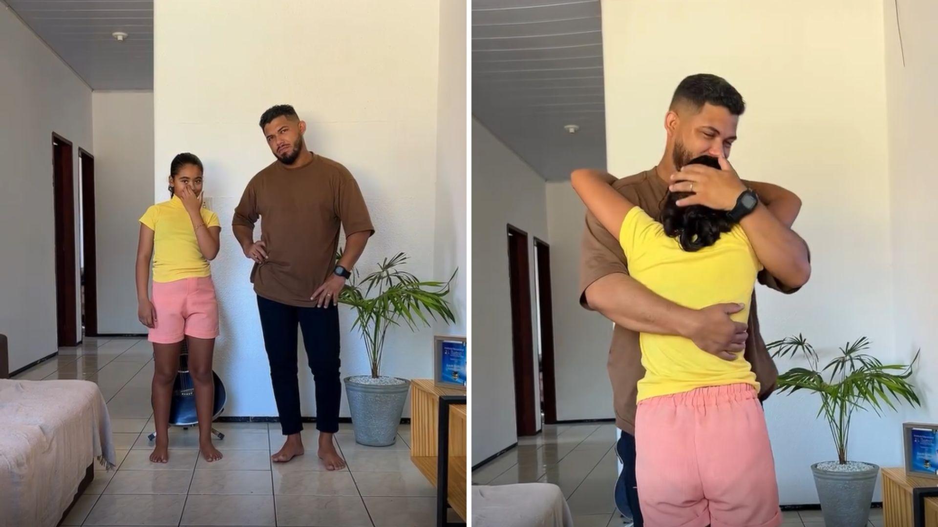 Foto da jovem Larah Rabelo e de seu pai, Airton Gomes