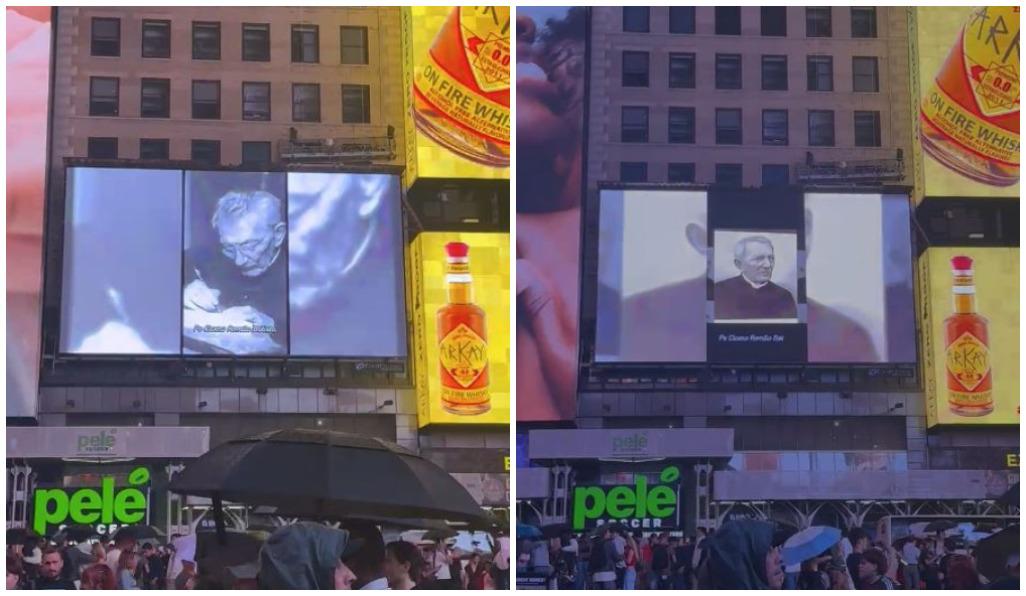 Imagens de Padre Cícero exibidas na Times Square, em Nova York