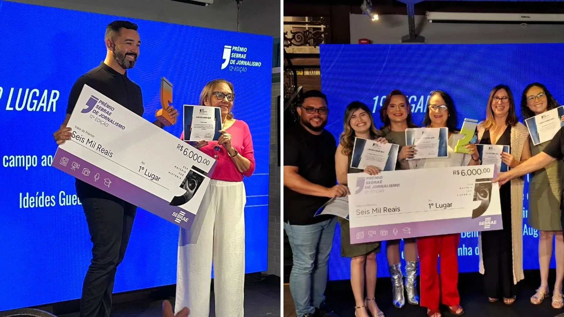 montagem de fotos dos vencedores do SVM no prêmio Sebrae de jornalismo