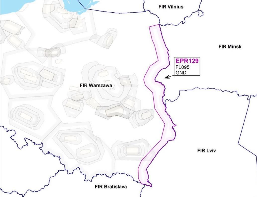 A Agência Polonesa de Navegação Aérea introduziu restrições à livre utilização do espaço ao longo da fronteira com a Ucrânia e a Bielorrússia a pedido do Comando Operacional das Forças Armadas