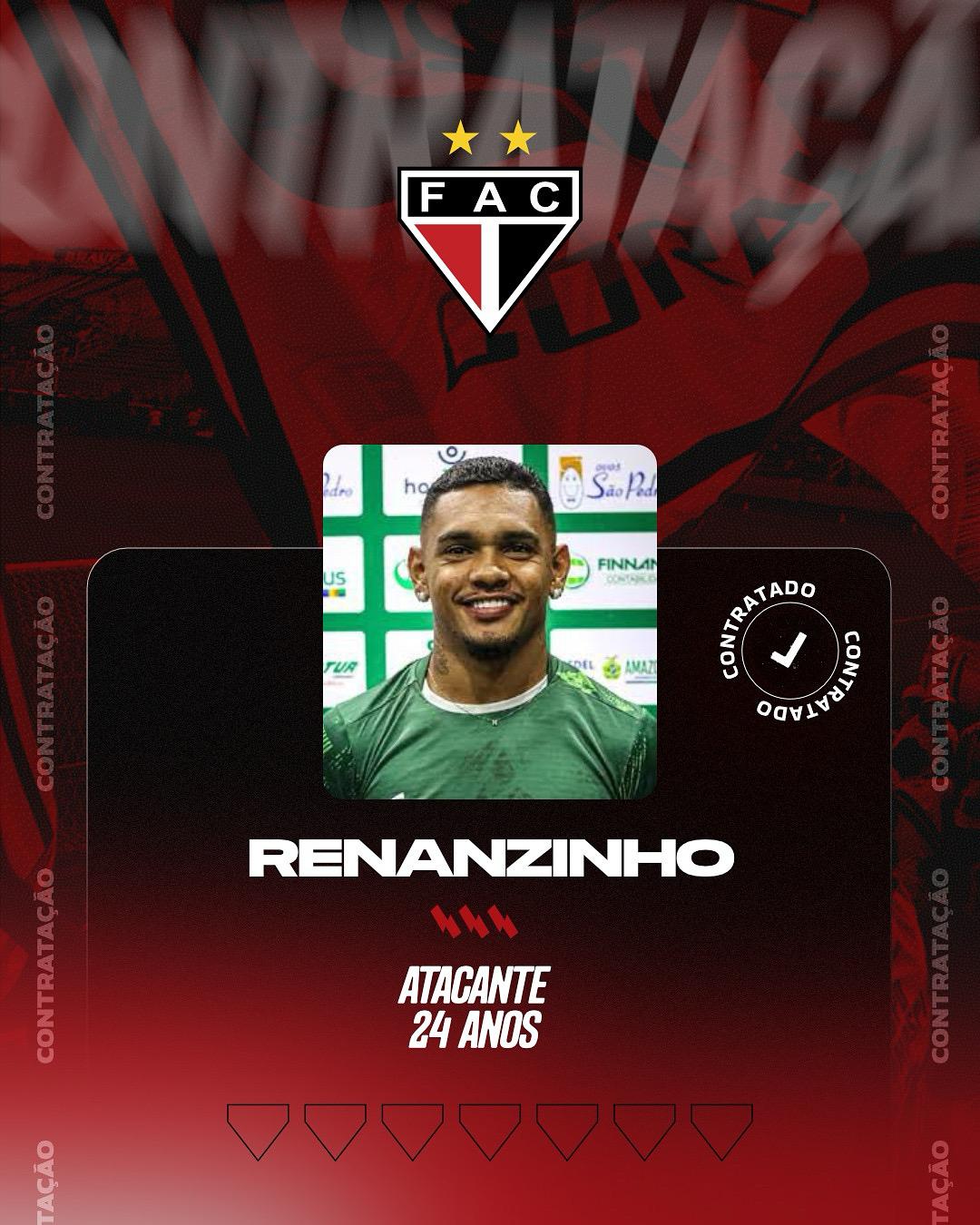 Montagem com foto de Renanzinho, em anúncio do Ferroviário