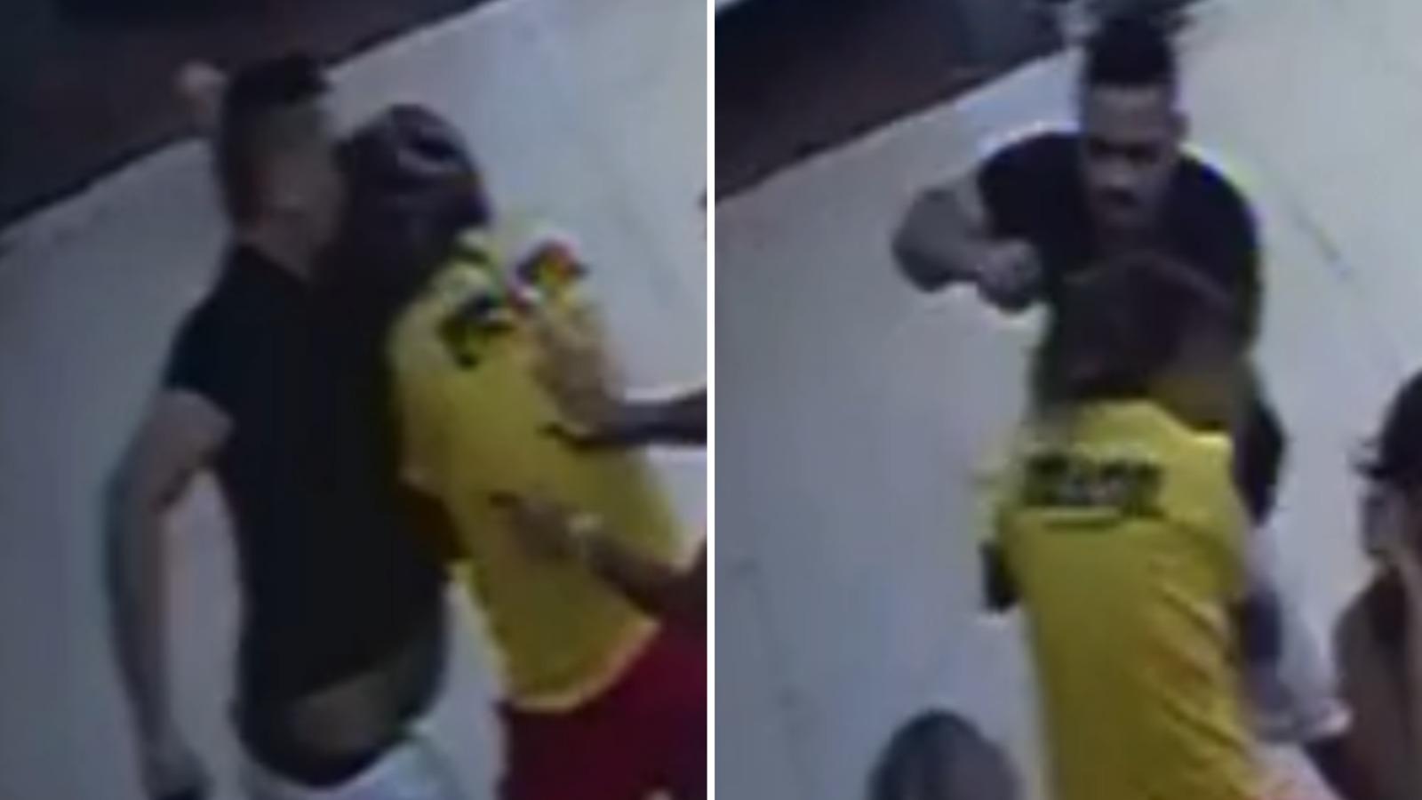 Imagens da câmera de segurança da casa da ex-esposa de Henrique CDs, que mostra o momento da agressão