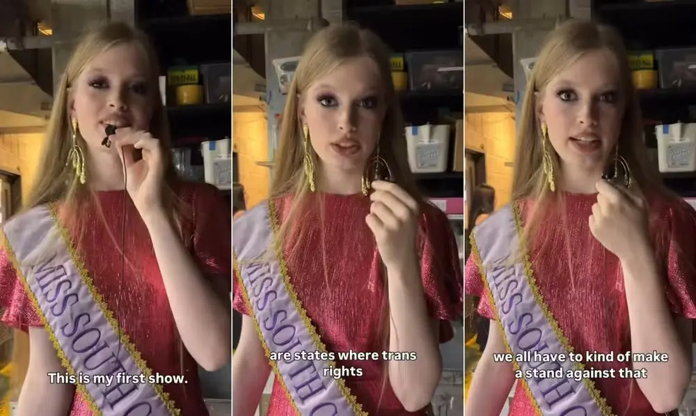 Vivian fala ao microfone sobre a estreia nas passarelas