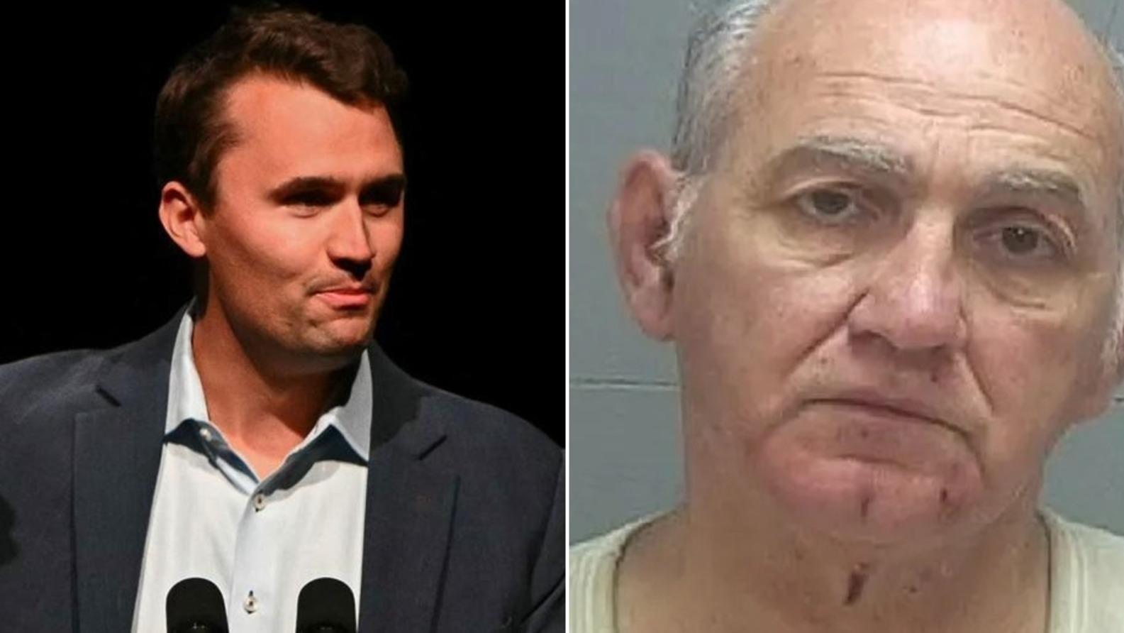 Montagem de fotos mostra Charlie Kirk à esquerda e George Zinn à direita