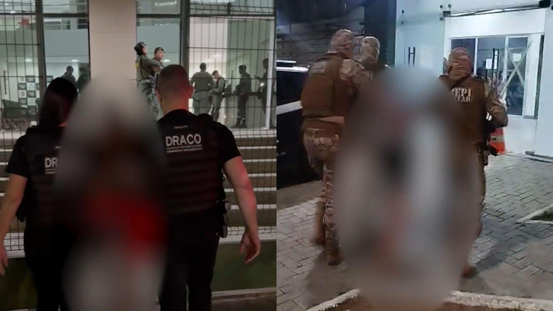 Imagens de suspeitos sendo detidos