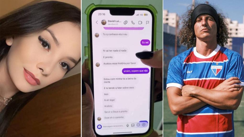 Montagem de fotos de David Luiz e Karol Calvacante