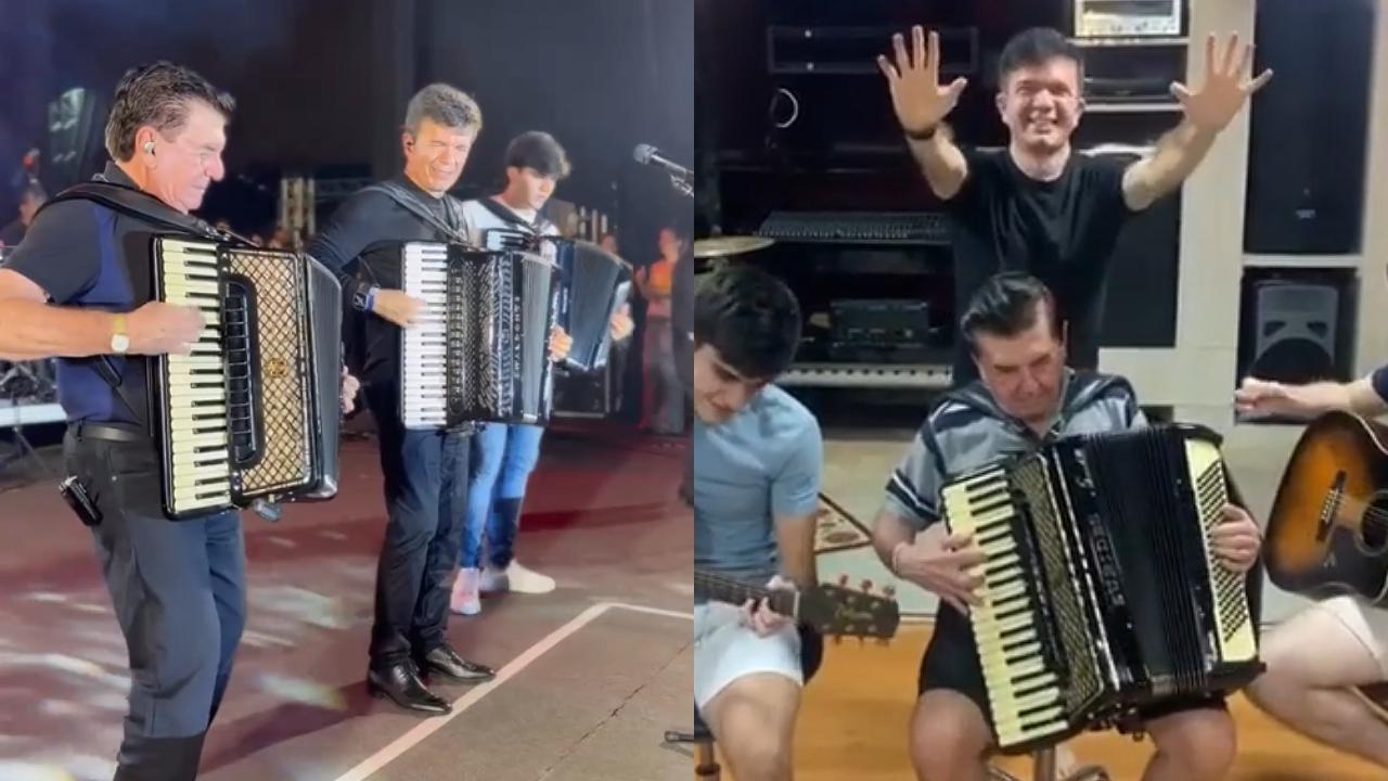 Waldonys em momentos especiais com o pai e filhos