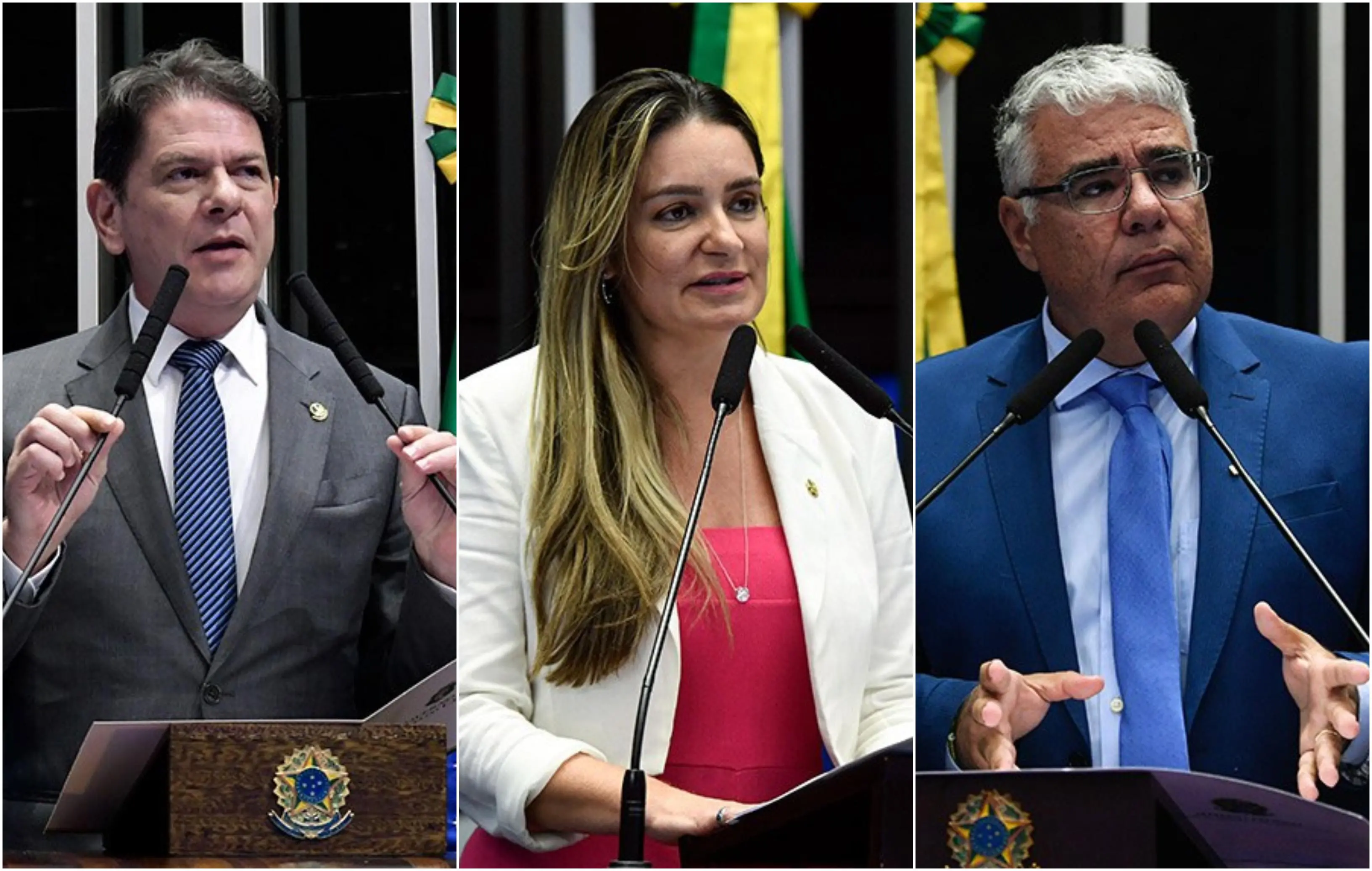 Augusta Brito, Eduardo Girão e Cid Gomes no plenário do Senado