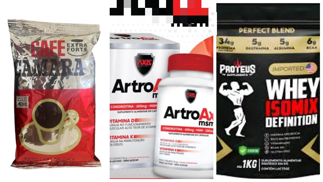 Imagem mostra café e suplementos proibidos pela Anvisa