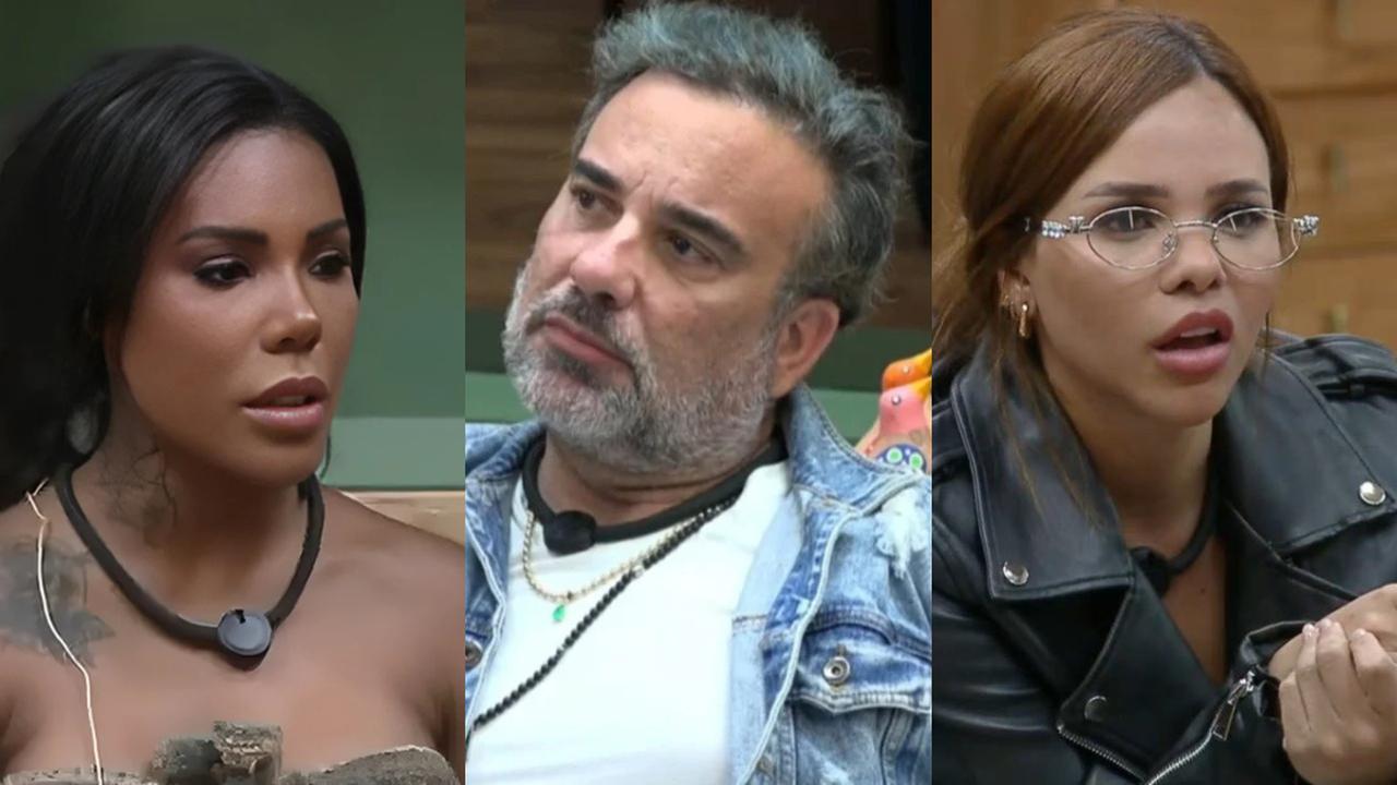 Montagem com fotos de Carol, Fabiano e Gabily, peões de A Fazenda 17.