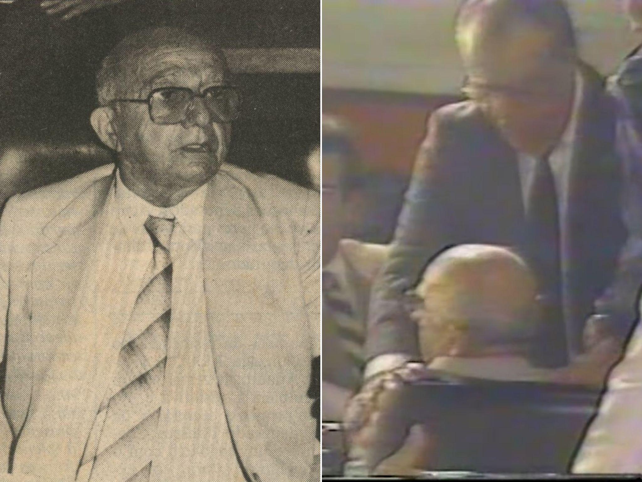 Murilo Aguiar durante a eleição para presidência da Alece em 1985; Na segunda foto, deputado é amparado por colegas após passar mal no Plenário 13 de Maio