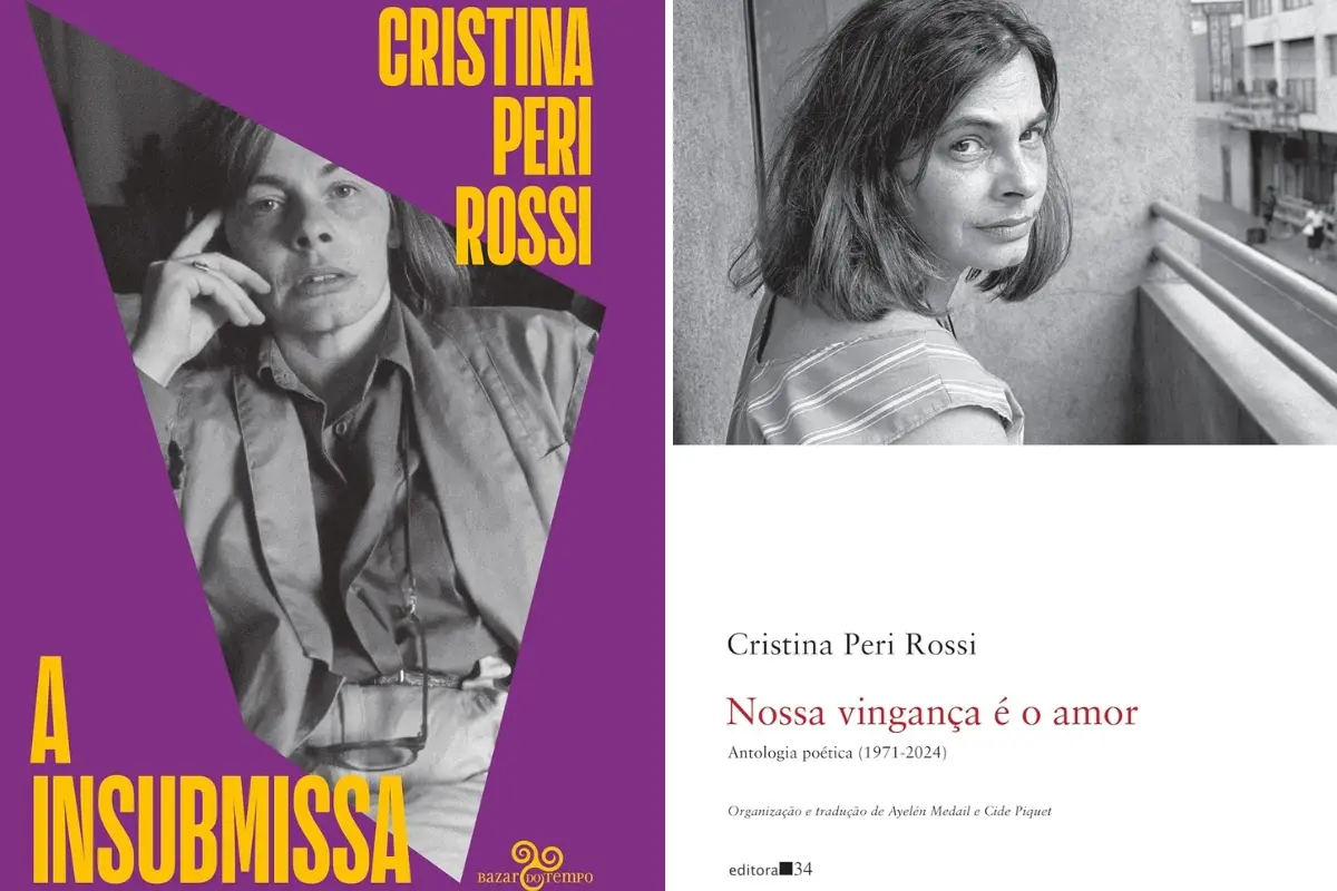 Livros de Cristina Peri Rossi publicados no Brasil, incluindo Nossa Vingança é o Amor e A Insubmissa.