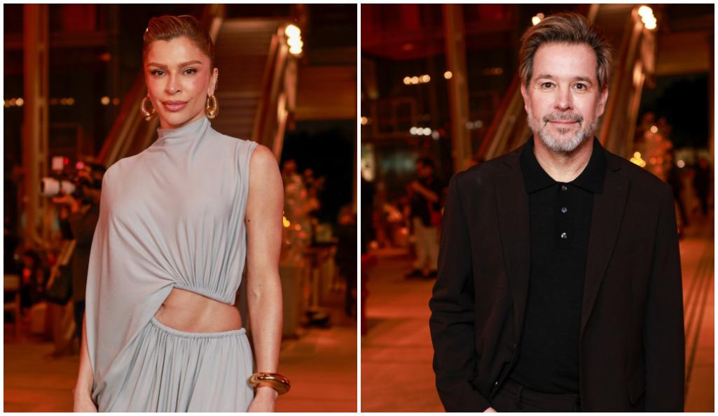 Grazi Massafera e Murilo Benício em evento de lançamento da novela Três Graças