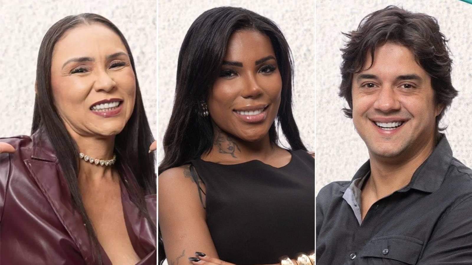 Colagem mostra imagens dos participantes de A Fazenda Yoná Sousa, Carol Lekker e Guilherme Boury, que disputam a terceira roça do programa