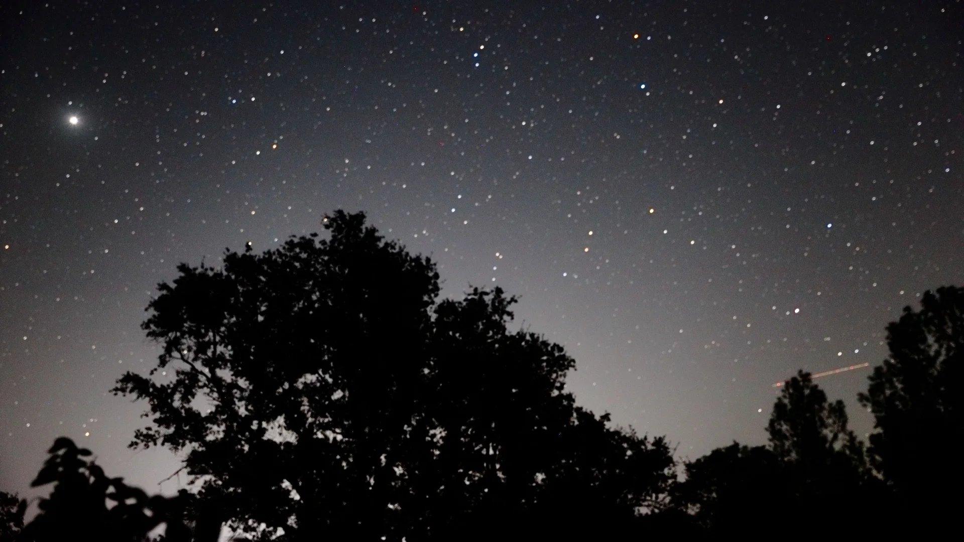 Céu estrelado durante a noite.