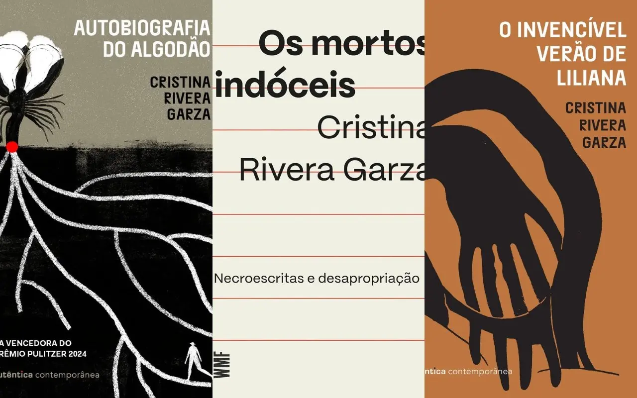 Imagem de capa de livros para matéria sobre conheça três obras de Cristina Rivera Garza, mexicana vencedora do prêmio Pulitzer.