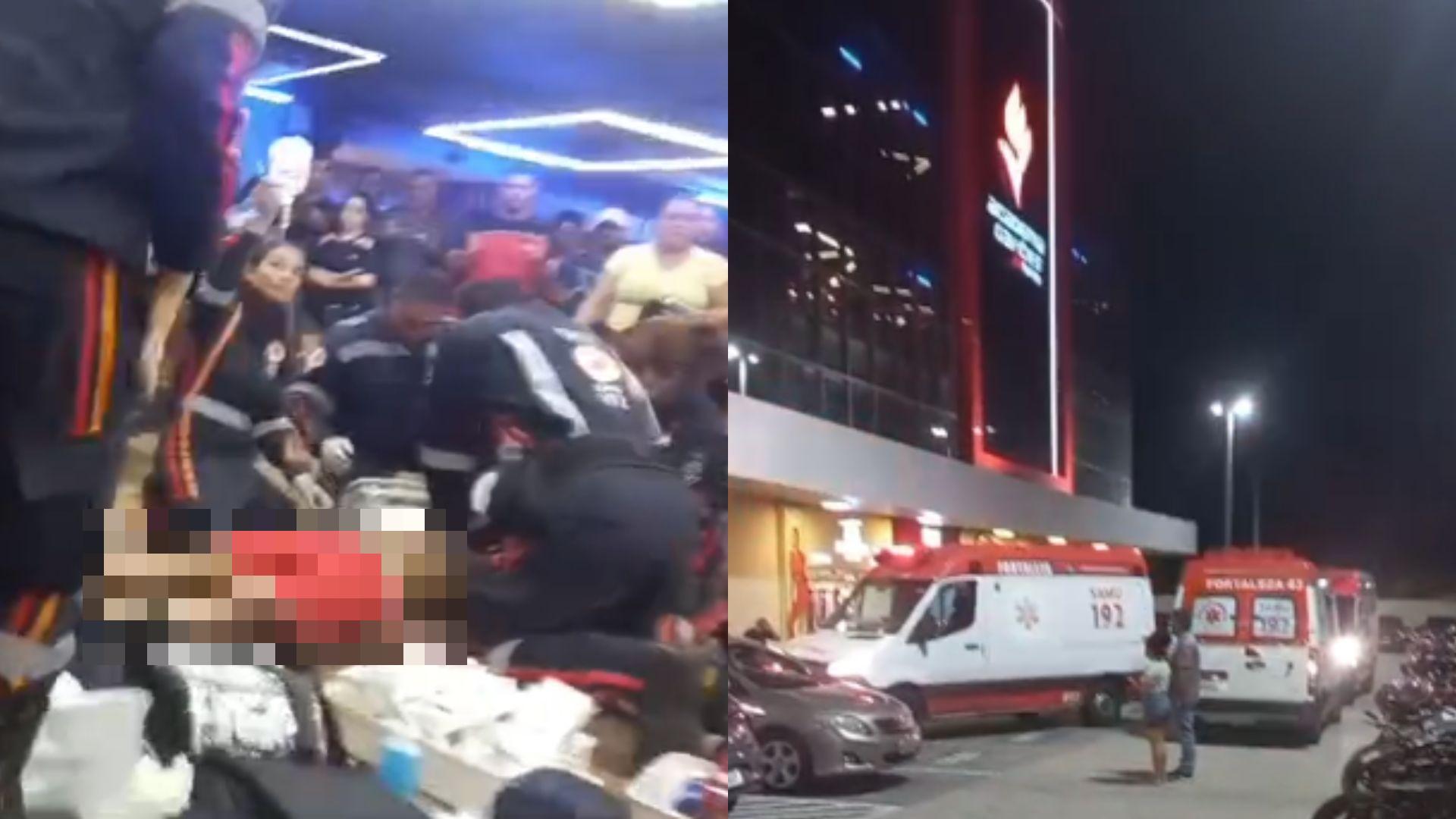 Homem durante atendimento do SAMU dentro da academia.