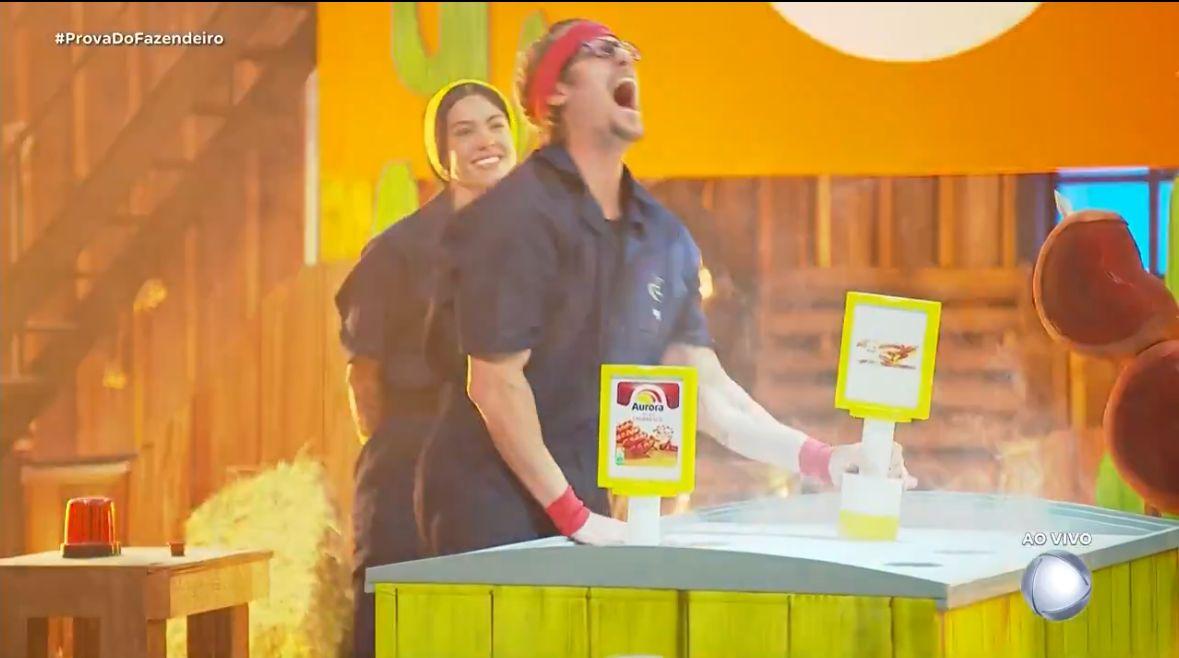 Matheus Martins reage a sua vitória na Prova do Fazendeiro.