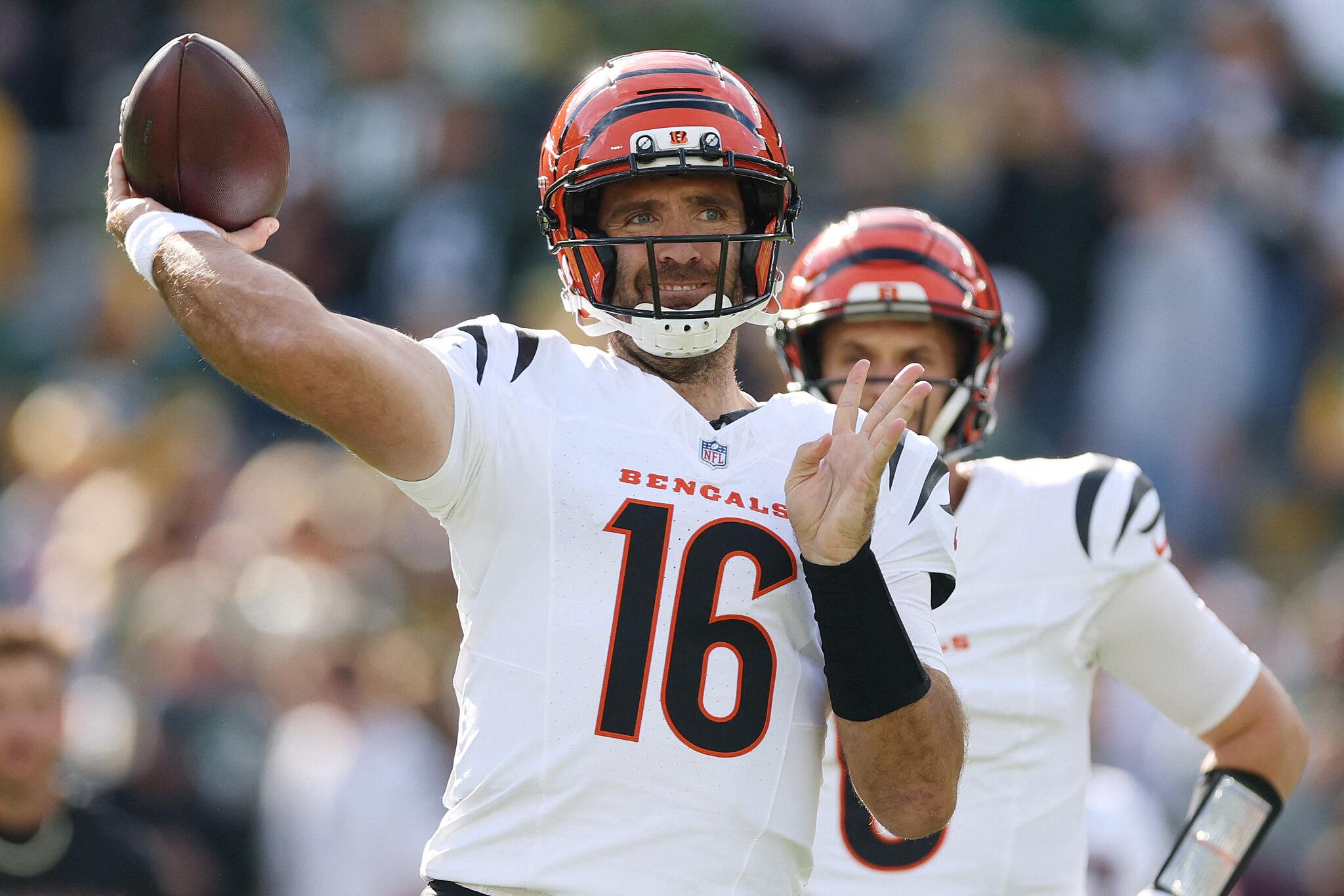 Foto de Joe Flacco, do Cincinnati Bengals, em jogo contra o Green Bay Packers na NFL