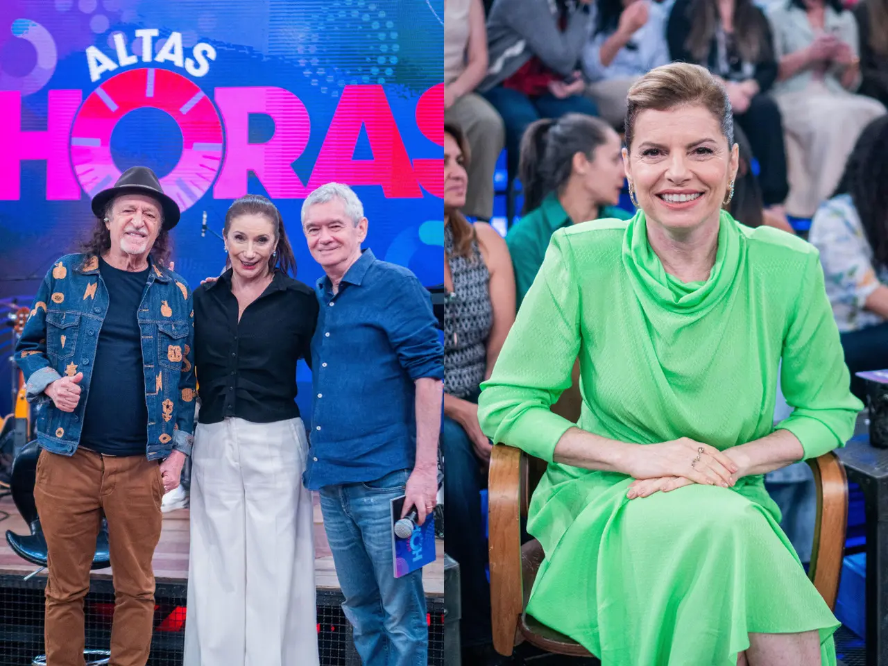 Foto de Alceu Valença, Rita Lobo, Serginho Groisman e Débora Bloch no Altas Horas.