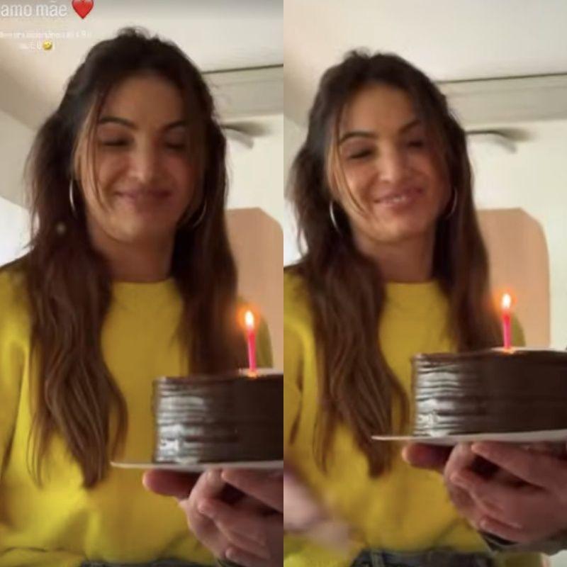 Felipe mostrou nos Stories o momento que canta parabéns para a mãe, Patrícia Poeta.