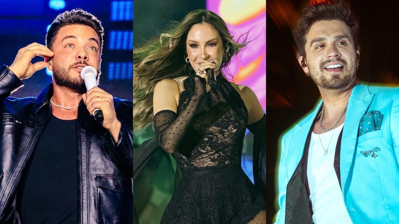 Montagem de fotos de Wesley Safadão, Claudia Leitte e Luan Santana