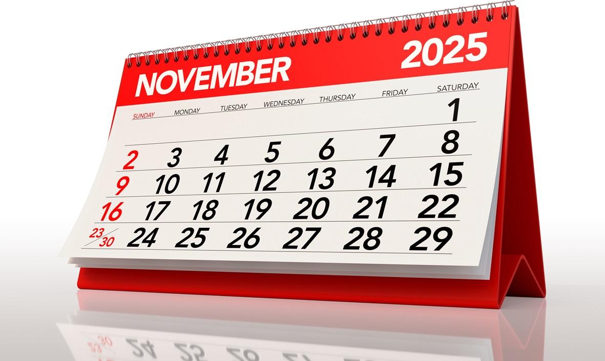 Calendário ilustra matéria sobre feriados de novembro.