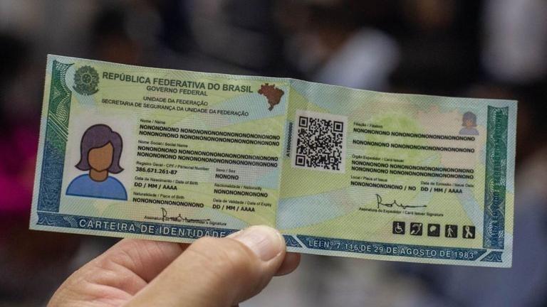 Modelo da Carteira de Identificação Nacional com foto.