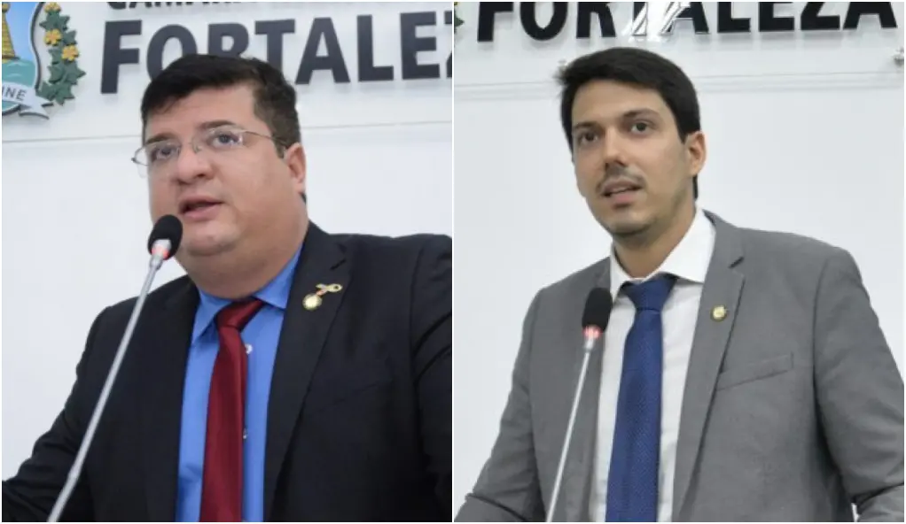 Imagem em tela dividida dos dois vereadores de Fortaleza: Bruno Mesquita e Paulo Martins