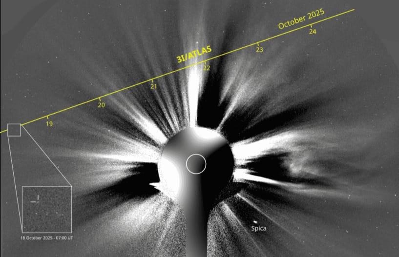 Imagem do 3IAtlas do outro lado do Sol.
