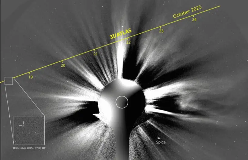 Imagem do 3IAtlas do outro lado do Sol.