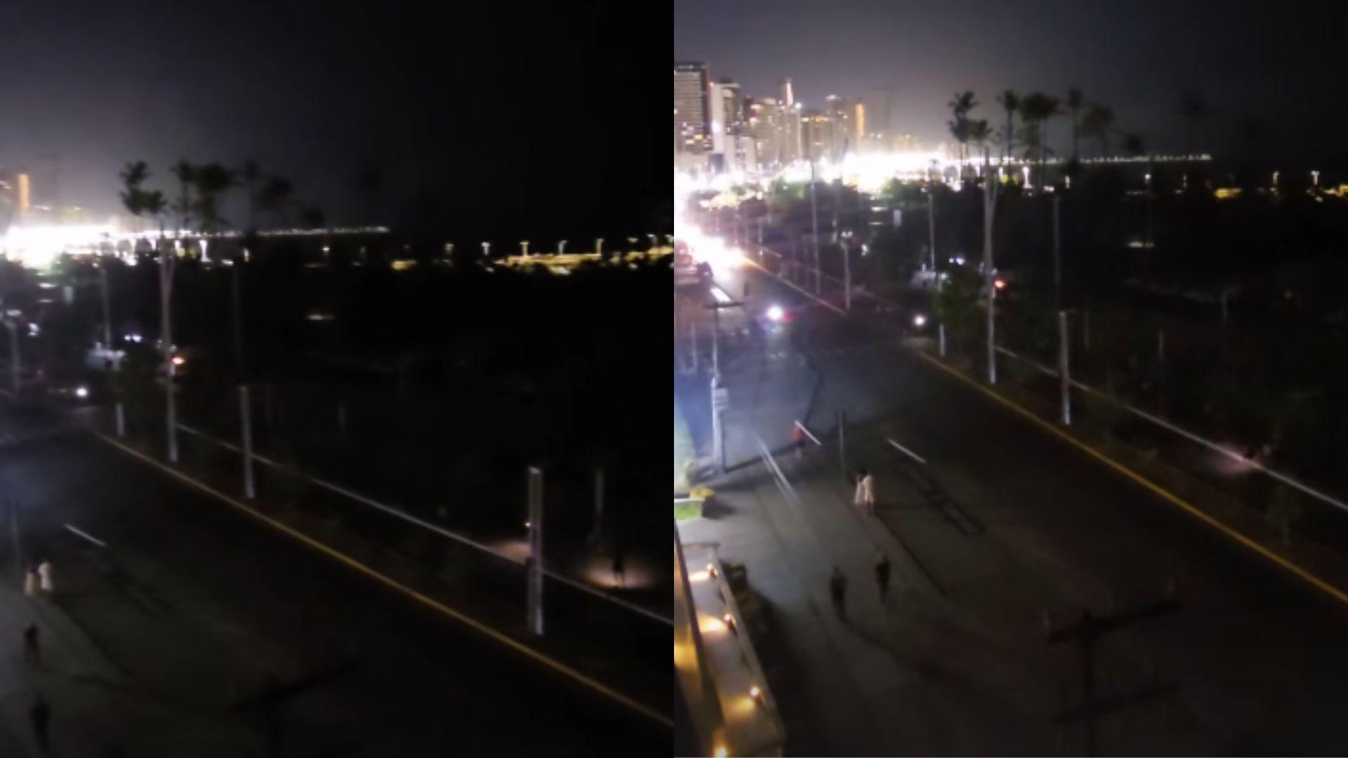 Imagem da avenida beira-mar sem luz.