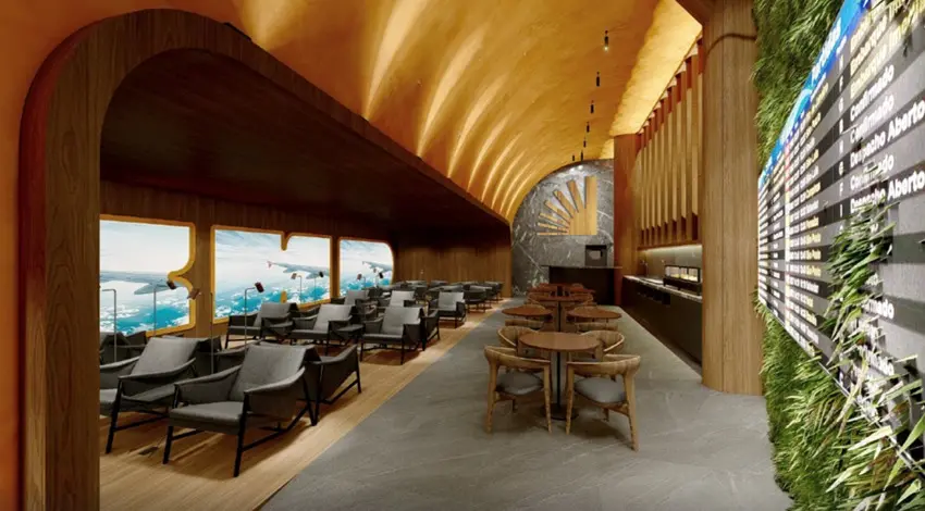 Simulação da sala do aeroporto.