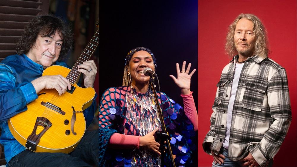 Montagem de fotos de Toninho Horta, Lorena Nunes e Marcos Valle.