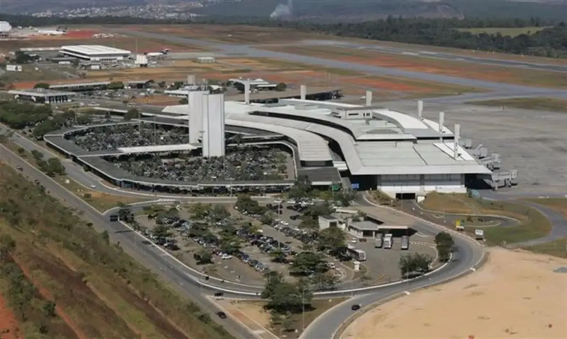Imagem aérea do Aeroporto Internacional de Belo Horizonte, em Confins (MG).