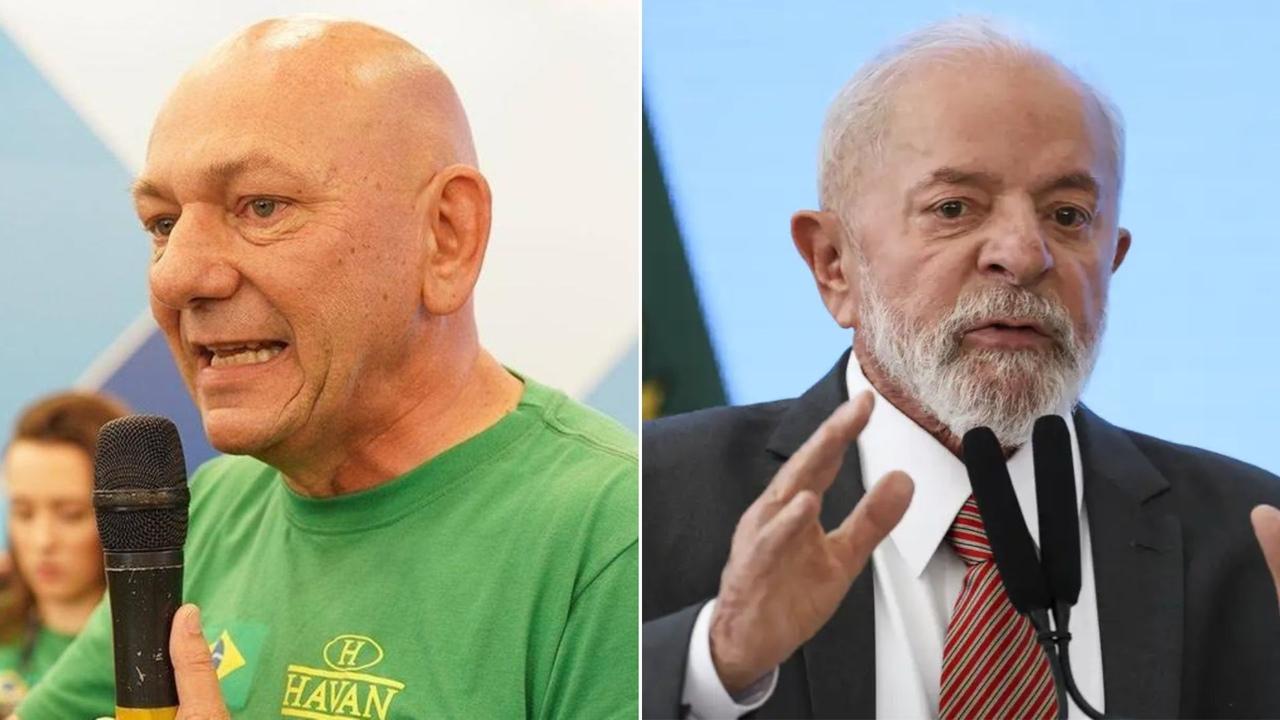 Montagem de fotos de Luciano Hang e Lula.