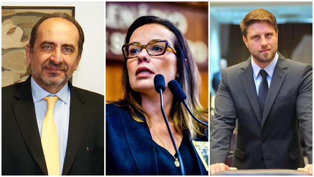 Foto montagem com as imagens de Alexandre Kalil, Juliana Brizola e Roberto Requião Filho