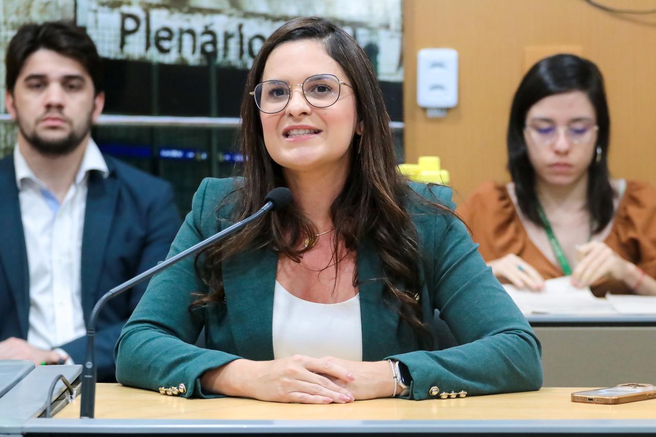 Sâmia Farias durante sabatina da Comissão de Constituição, Justiça e Redação da Alece.